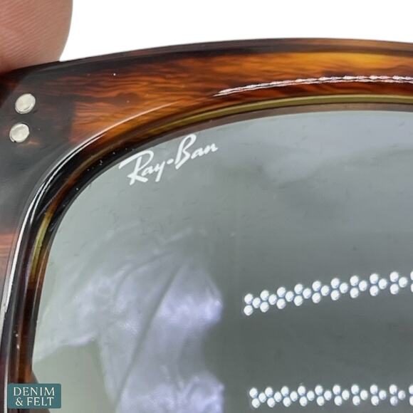 NEW Ray-Ban Unisex Balorette Striped Havana Pillow Frame Blue Lens Sunglasses - Picture 8 of 16